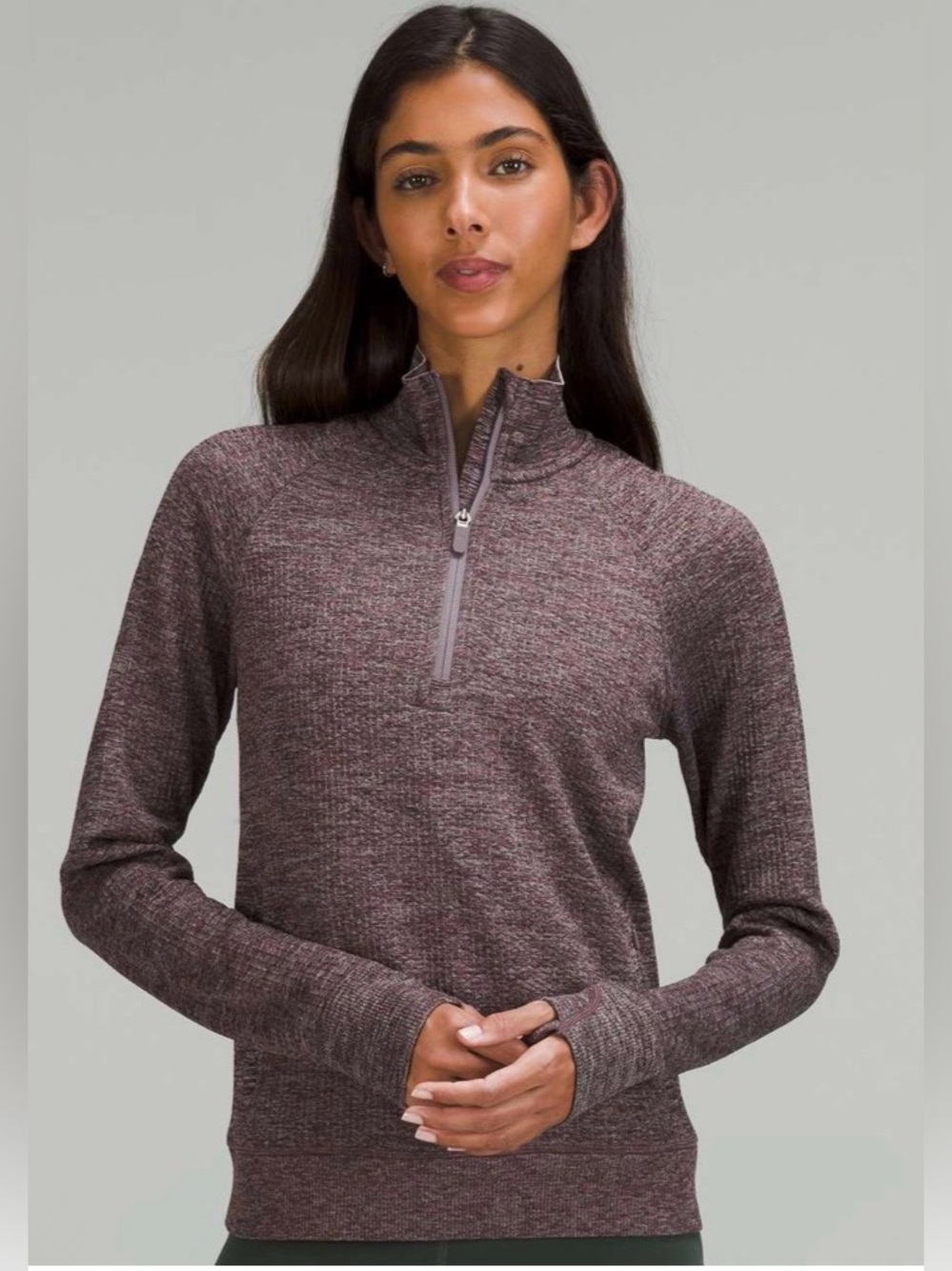 LULULEMON ENGINEERED WARMTH HALF ZIP SIZE 12 lunar rock merino wool